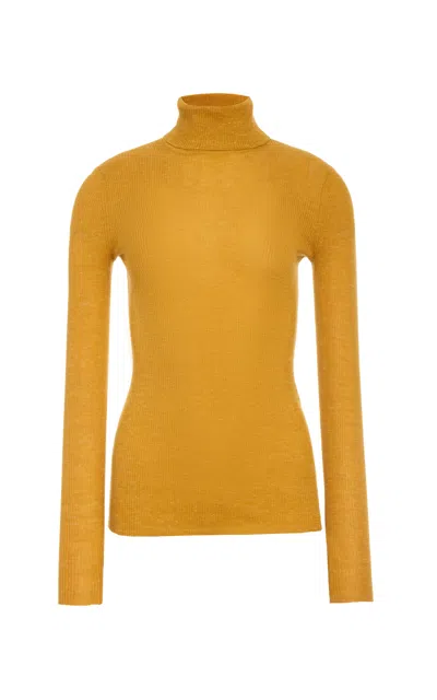 Gabriela Hearst Aldona Knit Turtleneck In Golden Birch Cashmere Silk With Hemp In Yellow