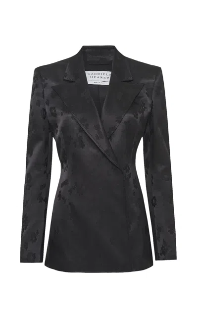 Gabriela Hearst Aleah Blazer In Black Embroidered Silk