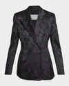 Gabriela Hearst Aleah Floral Silk Jacquard Double-breasted Blazer Jacket In Black