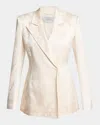 Gabriela Hearst Aleah Floral Silk Jacquard Double-breasted Blazer Jacket In Neutral