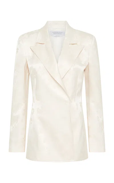 Gabriela Hearst Aleah Tailored Silk Blazer In White