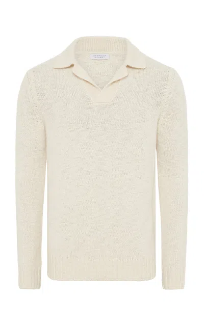 Gabriela Hearst Aled Knit Polo In Ivory Cashmere In White