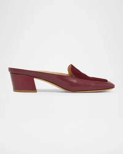 Gabriela Hearst Alena Mixed Leather Block-heel Mules In Burgundy