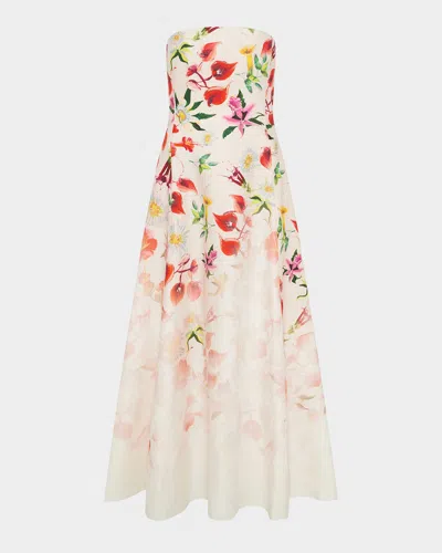 Gabriela Hearst Alessia Strapless Linen Dress In Multi