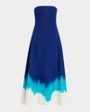 Gabriela Hearst Alessia Maxi Dress In Cobalt Multi Linen Twill