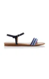 Gabriela Hearst Alexi Crochet-detailed Leather Sandals In Blue