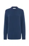 Gabriela Hearst Alfie Knit Sweater In Electric Navy Speckled Cashmere In Blue