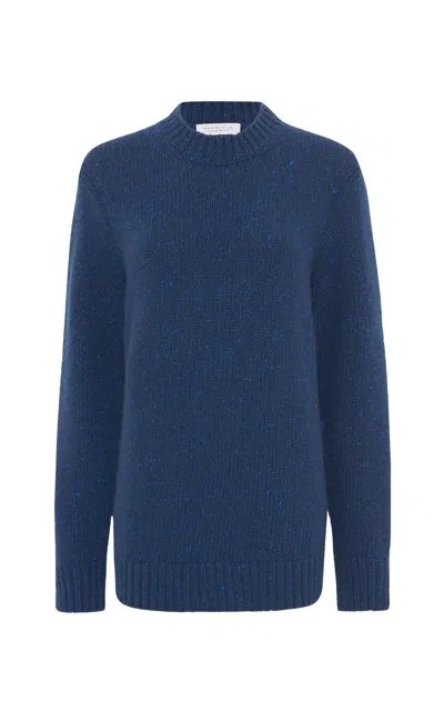 Gabriela Hearst Alfie Knit Sweater In Electric Navy Speckled Cashmere