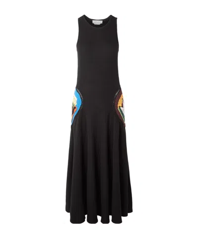 Gabriela Hearst Alia Crocheted Trim Maxi Dress In Black