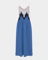 Gabriela Hearst Althea Lace Slip Maxi Dress In Light Blue Recycled Cotton Linen Denim In Light Blue Denim