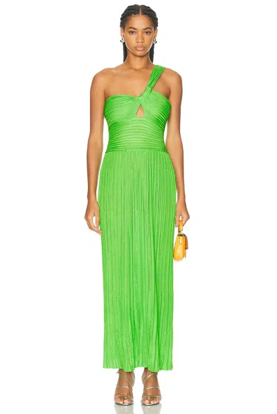Gabriela Hearst One-shoulder Pleated Maxi Dress In Green