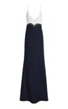 Gabriela Hearst Amaryllis Lace Maxi Dress In Dark Navy Silk Wool In Multi