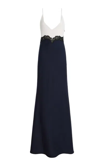 Gabriela Hearst Womens Dark Navy Amaryllis Sleeveless Contrast Silk Maxi Dress In Blue