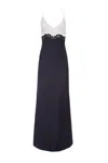 Gabriela Hearst Amaryllis Lace Maxi Dress In Dark Navy Silk Wool In Multi