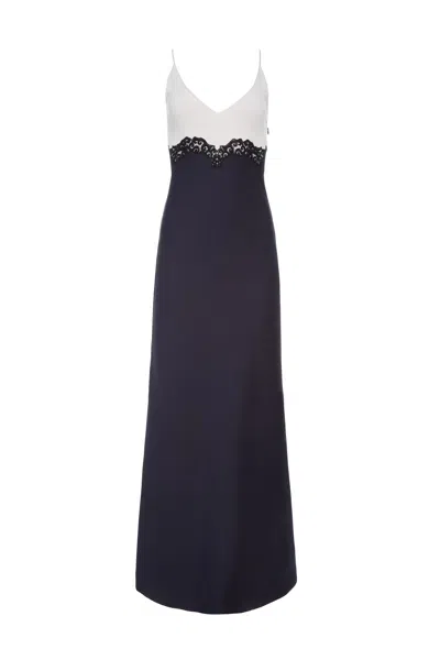 Gabriela Hearst Amaryllis Lace Maxi Dress In Dark Navy Silk Wool In Multi