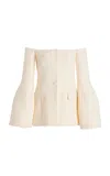 GABRIELA HEARST AMBROSE JACKET IN IVORY WOOL SILK CADY