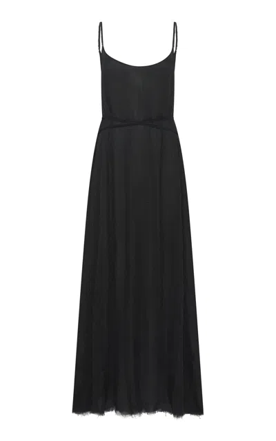 Gabriela Hearst Amir Crinkled Silk Maxi Dress In Black