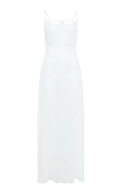 Gabriela Hearst Amir Crinkled Silk Maxi Dress In Ivory