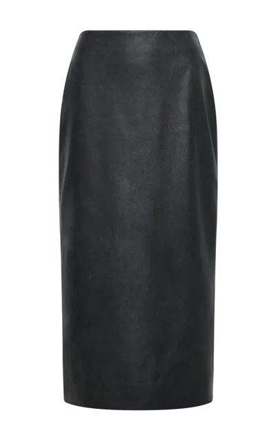 Gabriela Hearst Amon Midi Skirt In Black Leather