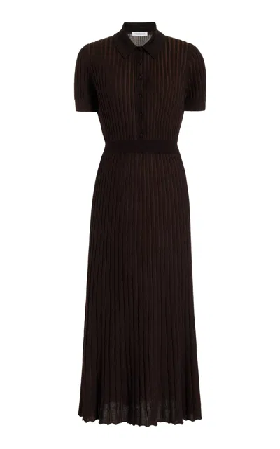 Gabriela Hearst Ribbed-knit Silk And Cashmere Midi Dress In Chocolate