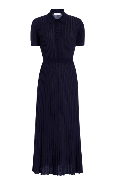 Gabriela Hearst Amor Polo Ribbed Cashmere Dress In Dark Navy