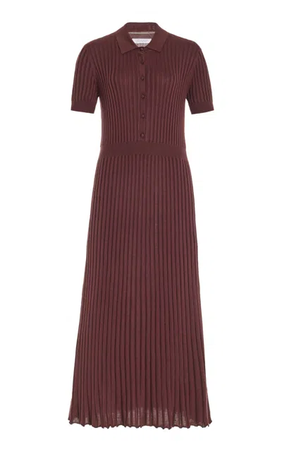 Gabriela Hearst Amor Cashmere Ribbed Maxi Dress In Deep Bordeaux