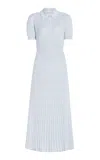 Gabriela Hearst Amor Plissé Cashmere-silk Midi Dress In Light Blue