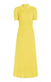 Gabriela Hearst Amor Plissé Cashmere-silk Midi Dress In Yellow