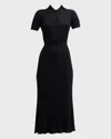 Gabriela Hearst Amor Knit Polo Midi Dress In Black