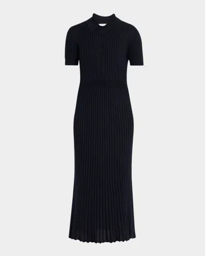 Gabriela Hearst Amor Polo Ribbed Cashmere Dress In Blue