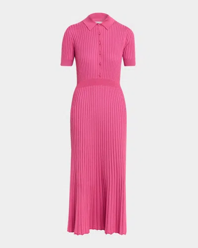 Gabriela Hearst Amor Rib Knit Cashmere-silk Midi Dress In Pink