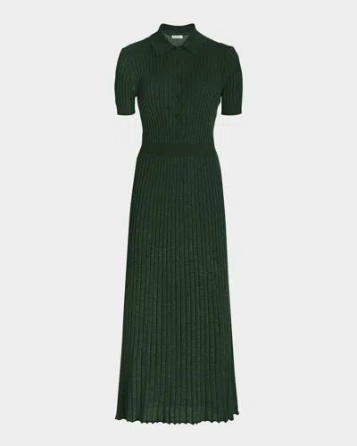 Gabriela Hearst Amor Rib Knit Cashmere-silk Midi Dress In Green