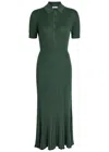 Gabriela Hearst Amor Ribbed Cashmere-blend Midi Shirt Dress In Green