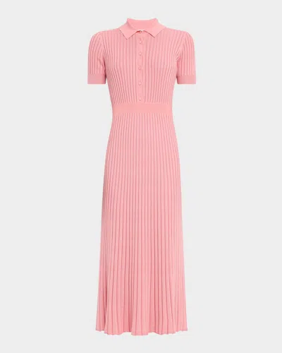 Gabriela Hearst Amor Ribbed Silk And Cashmere-blend Midi Dress In Rosa