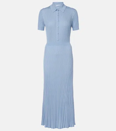 Gabriela Hearst Amor Ribbed-knit Silk And Cashmere Maxi Dress In Blue