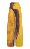 Gabriela Hearst Amoret Printed Rigid High-rise Wide-leg Jeans In Yellow