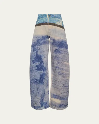 Gabriela Hearst Amoret Scribble-print Barrel-leg Jeans In Multi