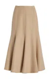 Gabriela Hearst Maureen High-rise Pleated Midi Skirt In Camel
