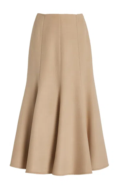 Gabriela Hearst Maureen High-rise Pleated Midi Skirt In Camel