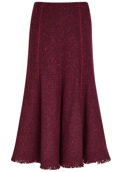 Gabriela Hearst Amy Speckled Wool And Cashmere-blend Midi Skirt In Burgundy