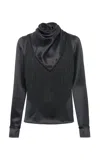 Gabriela Hearst Anderson Fringe Scarf Top In Black Silk Satin In Black