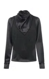 Gabriela Hearst Anderson Fringed Silk Scarf Top In Black