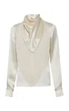 Gabriela Hearst Anderson Fringed Silk Scarf Top In White