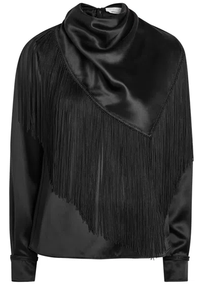 Gabriela Hearst Anderson Scarf-effect Draped Silk Top In Black