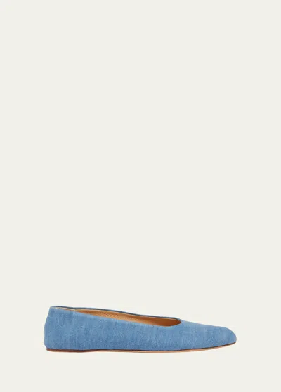 Gabriela Hearst Andre Denim Ballerina Flats In Light Blue Denim