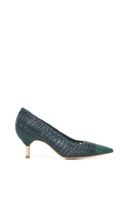 Gabriela Hearst Andres Braided Pump In Navy Multi Leather