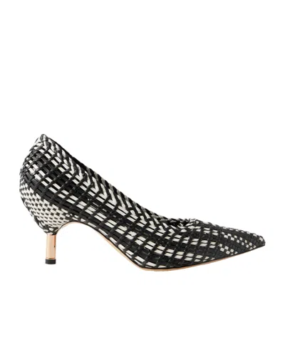 Gabriela Hearst Andres Two-tone Woven Leather Pumps In Multi
