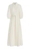 Gabriela Hearst Maude Pleated Midi Shirtdress In White Aloe Linen In White