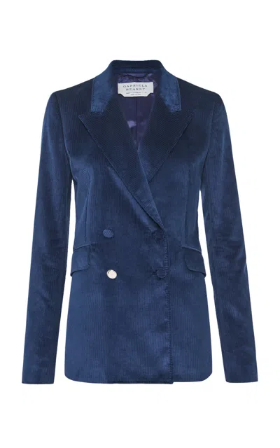 Gabriela Hearst Angela Blazer In Electric Navy Sea Island Cotton Corduroy In Blue