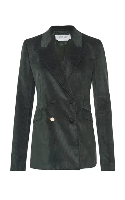 Gabriela Hearst Angela Blazer In English Green Sea Island Cotton Corduroy